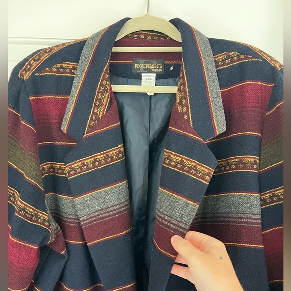 Vintage 80s Oversized Boho Blazer 24W – Southwestern Stripe Indie Jacket - Picture 5 of 10